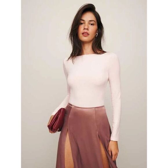 Reformation Winnie Knit Bodysuit In Crystal Pink Size 2X - Picture 1 of 12